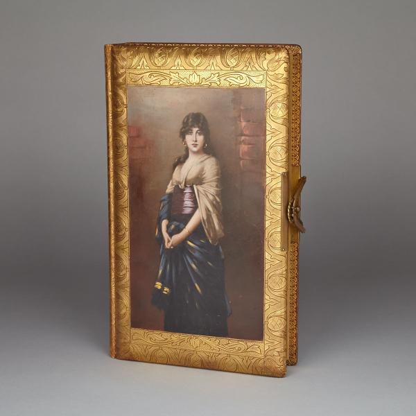 Appraisal: Victorian Tooled Gilt and Painted Leather Photograph Album c the