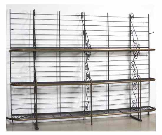 Appraisal: A Wrought Iron and Brass Baker's Rack th century of