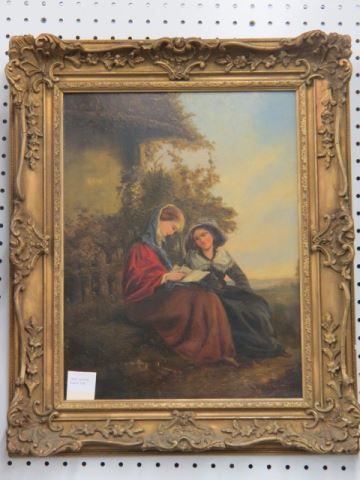 Appraisal: William Powell Frith oil two young girls reading by a