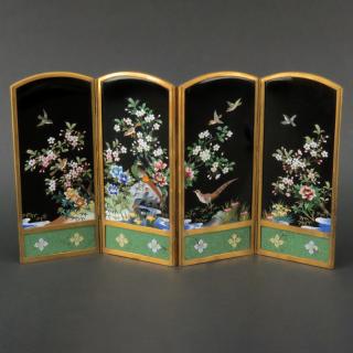 Appraisal: A Signed Inaba Cloisonne Table Top Folding Screen ca A