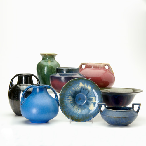 Appraisal: FULPER Eight pieces of assorted shapes and glazes A few