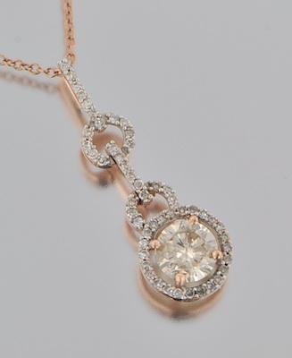 Appraisal: A Rose Gold and Diamond Pendant on Chain k rose