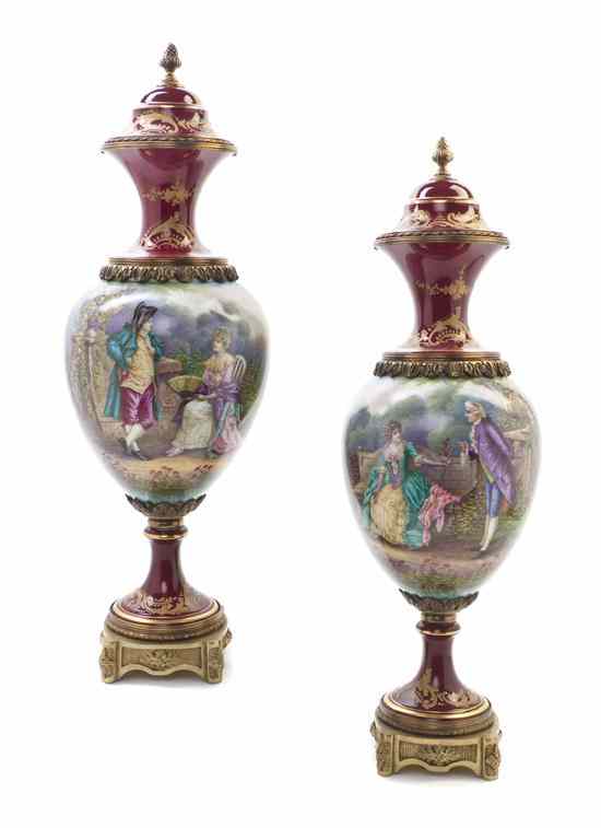 Appraisal: A Pair of Sevres Style Porcelain and Gilt Bronze Mounted