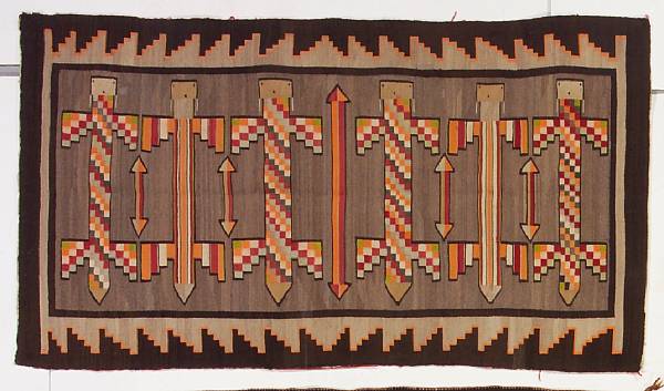 Appraisal: A Navajo Yei rug Depicting six striped or checkered dragonfly