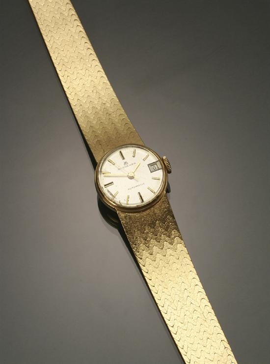 Appraisal: Lady's -Karat Yellow-Gold -Jewel Automatic Wristwatch Bucherer Swiss Circa Having