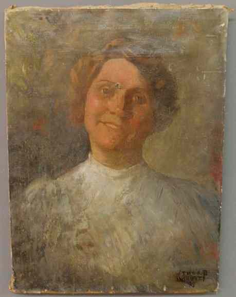 Appraisal: Portrait study of a woman signed l r Thos Anshutz