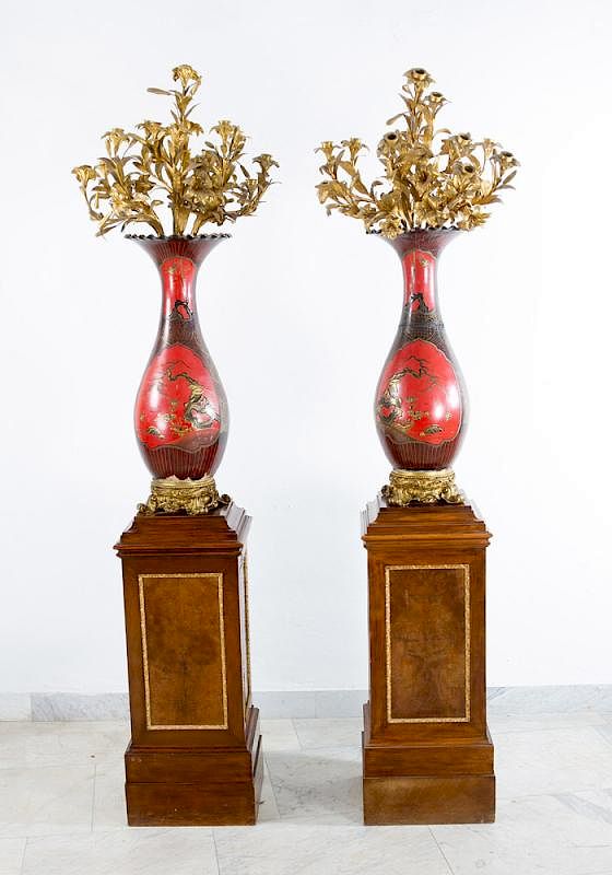 Appraisal: A pair of large hall candelabras A pair of large