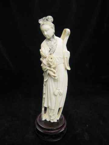 Appraisal: Carved Ivory Figurine of a Lady with flowers hand loss