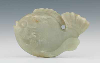 Appraisal: A Chinese Carved Jade Fish Ornament Light green color with