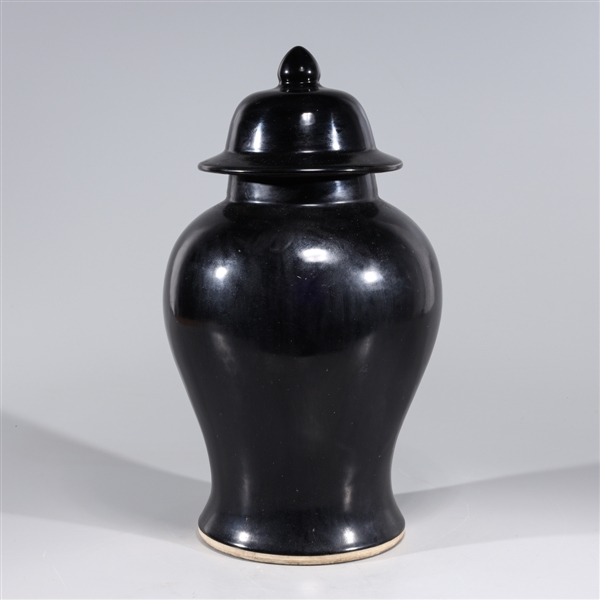 Appraisal: Chinese black glazed covered vase overall good condition H x