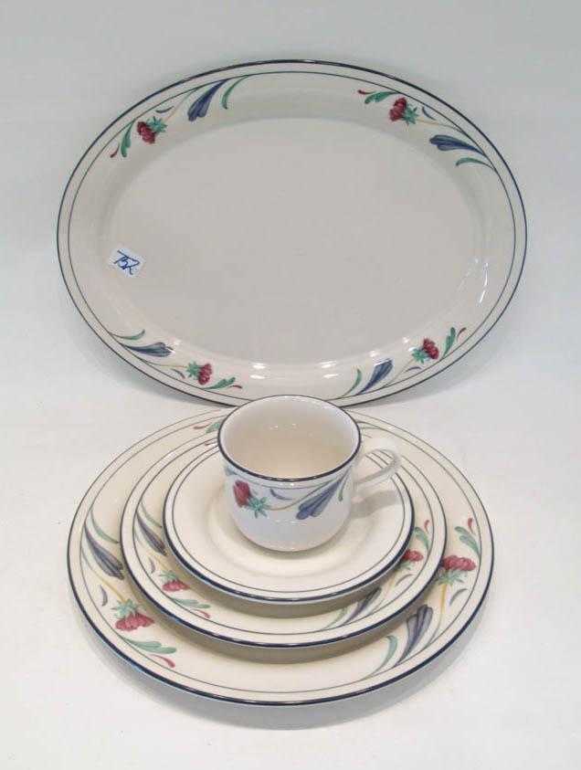 Appraisal: LENOX POPPIES ON BLUE DINNERWARE SET fifty-nine pieces comprised of