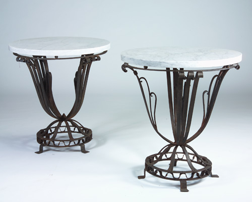 Appraisal: ART DECO Pair of fine lamp tables with white Carrara