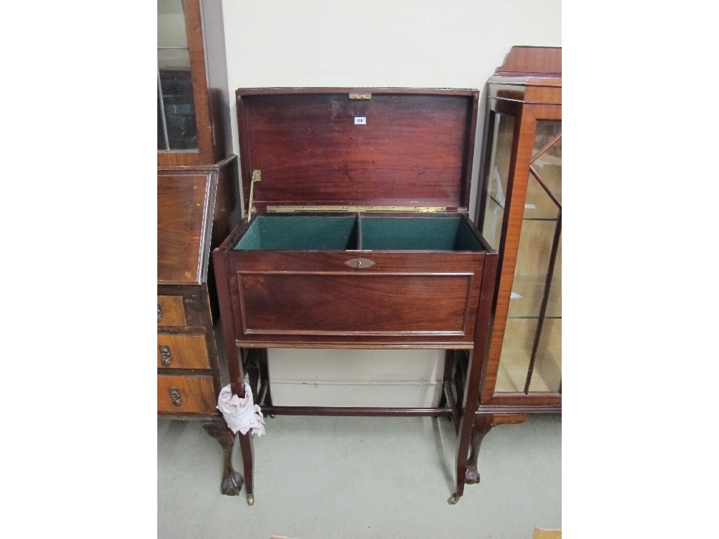 Appraisal: Mahogany cabinet with hinged lid and Harrods label