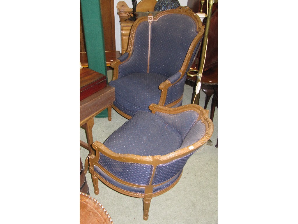 Appraisal: Pair of reproduction drawing room armchairs