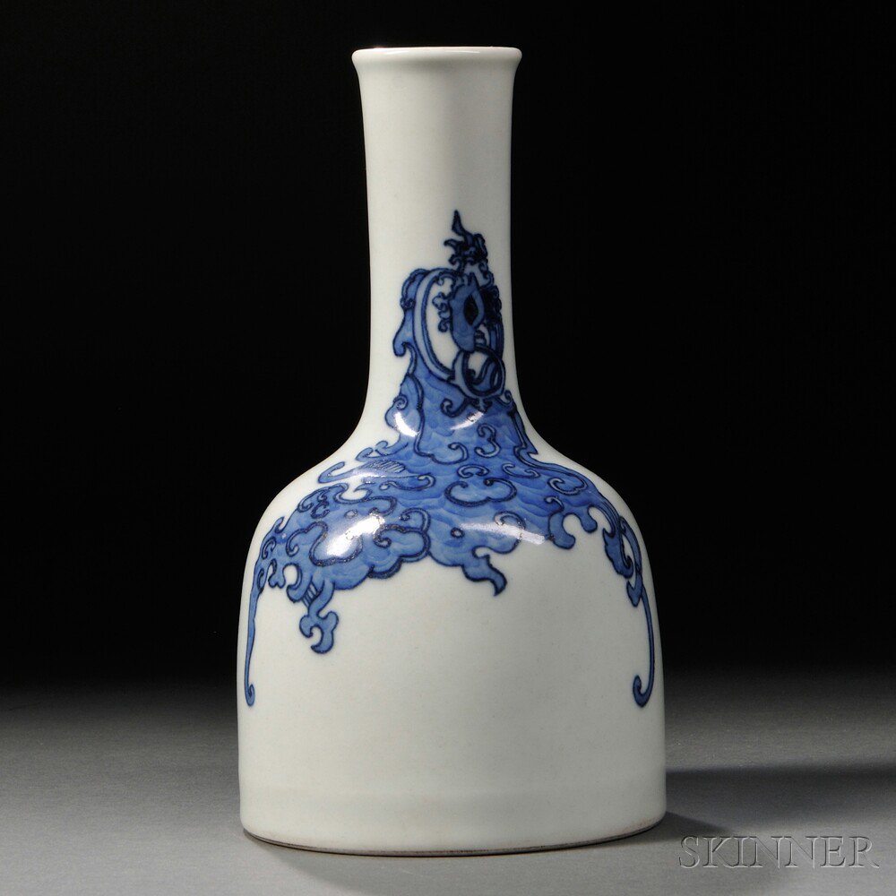 Appraisal: Blue and White Porcelain Bottle China th th century bell-shape