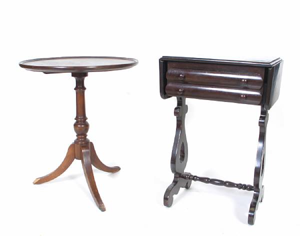 Appraisal: An American mahogany work table th century together with a