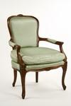 Appraisal: CHAIR - th C French upholstered arm chair Balloon back