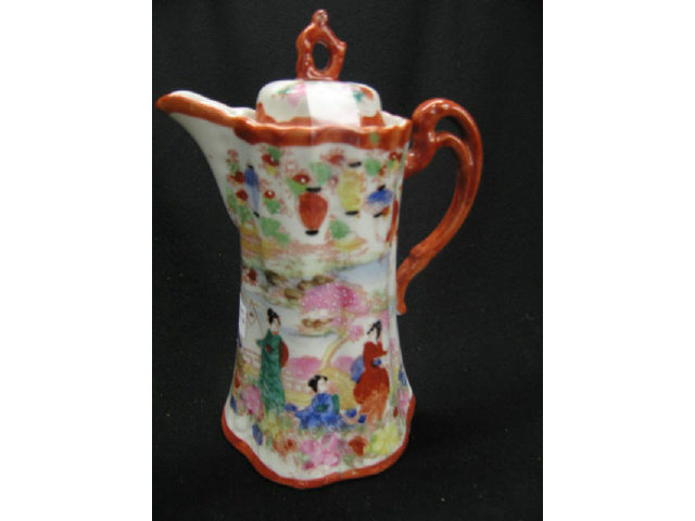 Appraisal: Japanese Porcelain Chocolate Pot Geisha decor