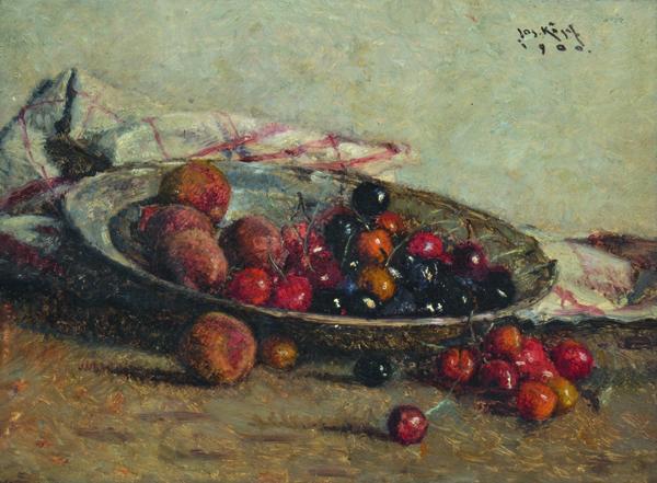 Appraisal: JOSEF K PF AUSTRIAN - Kirschen und Pfirsiche Cherries and