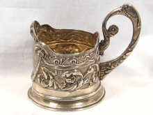 Appraisal: A Russian silver art nouveau tea glass holder with marks