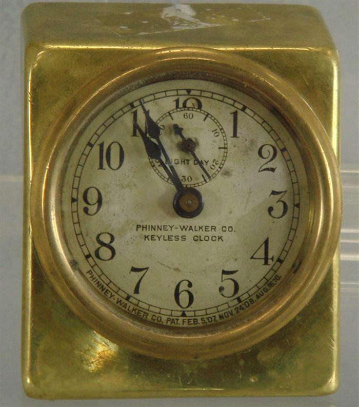 Appraisal: Phinney-Walker Co Keyless brass eight day automobile clock runs when