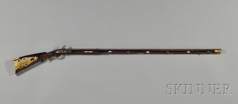 Appraisal: Hacker Martin Flintlock Long Rifle Tennessee early th century octagonal