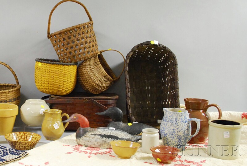 Appraisal: Large Assortment of Decorative Country Items including a small coverlet