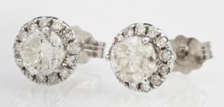 Appraisal: Pair of K White Gold Diamond Stud Earrings one with