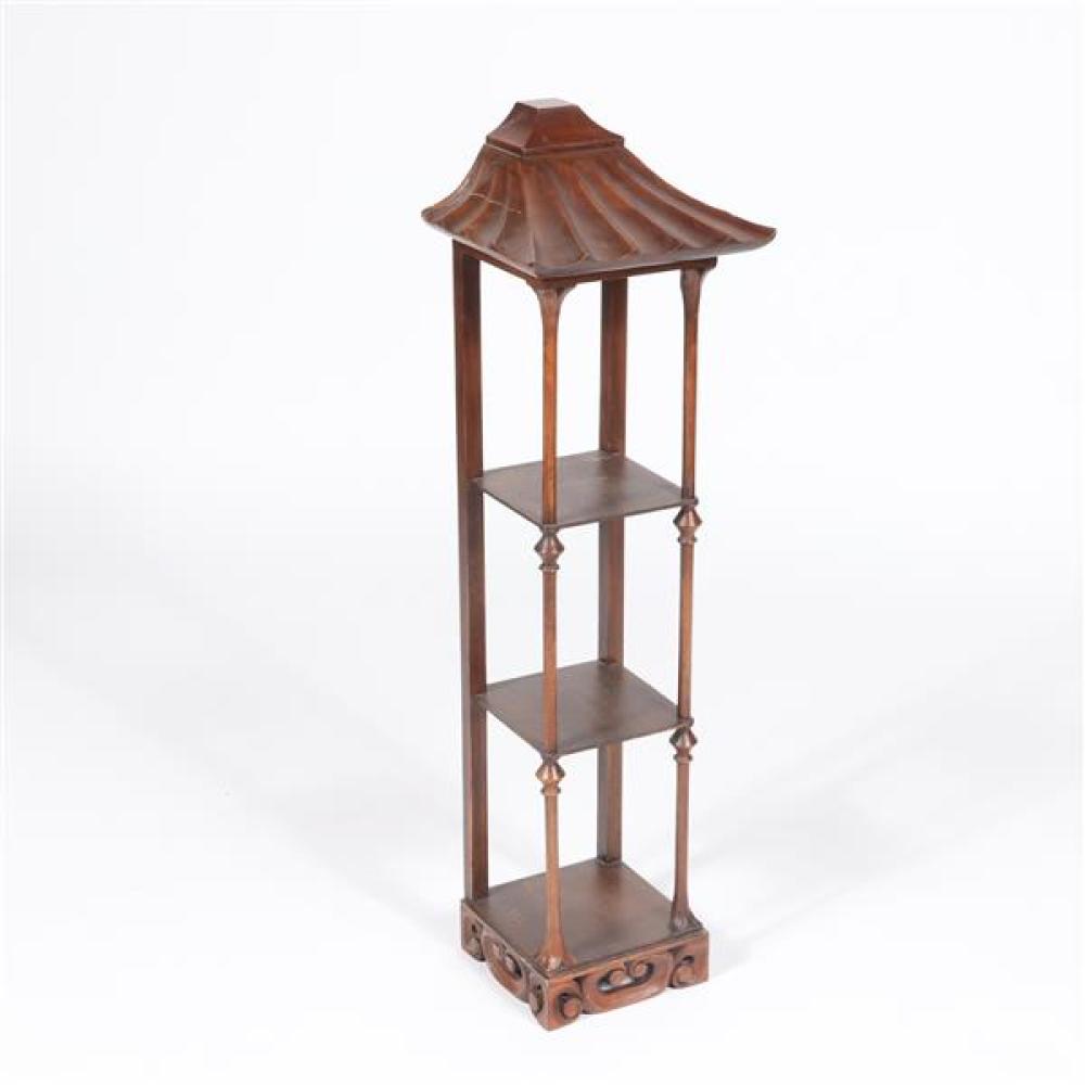 Appraisal: CHINESE CHIPPENDALE TH CENTURY REGENCY STYLE CARVED 'PAGODA' DISPLAY SHELF