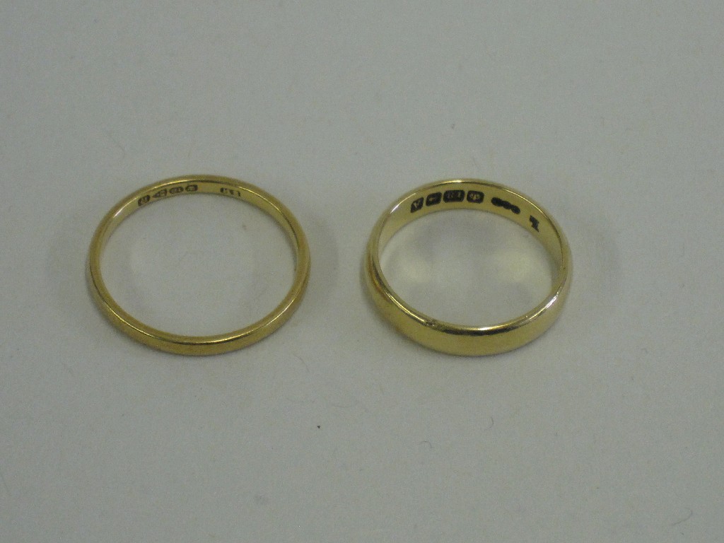 Appraisal: Two ct gold wedding bands gms