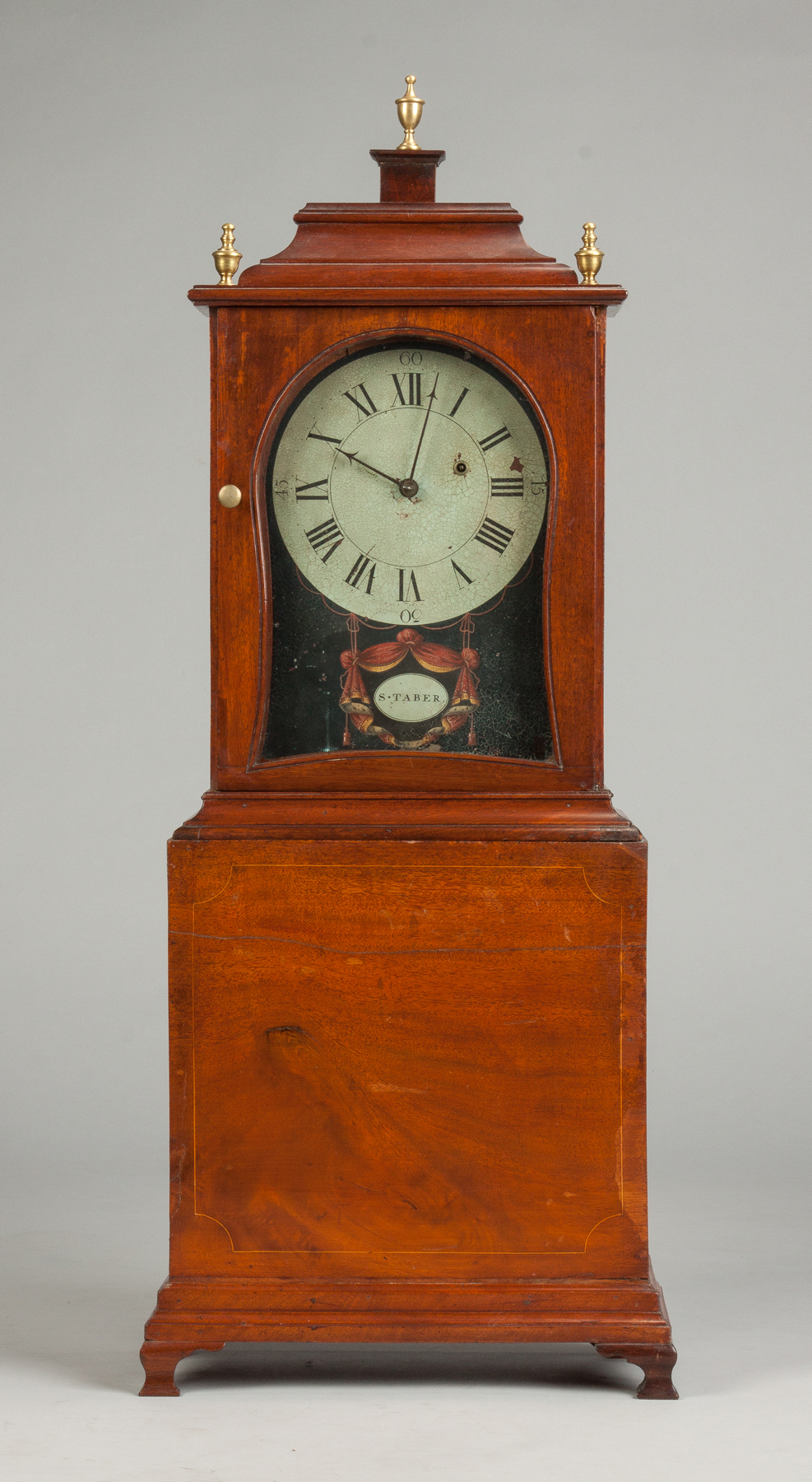 Appraisal: Fine Rare Stephen Taber MA Shelf Clock Inlaid mahogany case