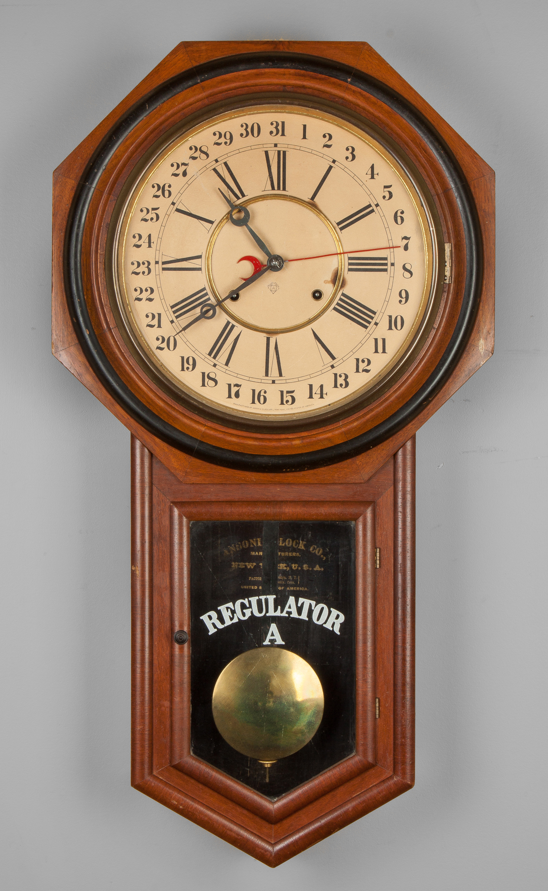 Appraisal: Ansonia Clock Co Calendar Regulator A Ansonia NY Mahogany case