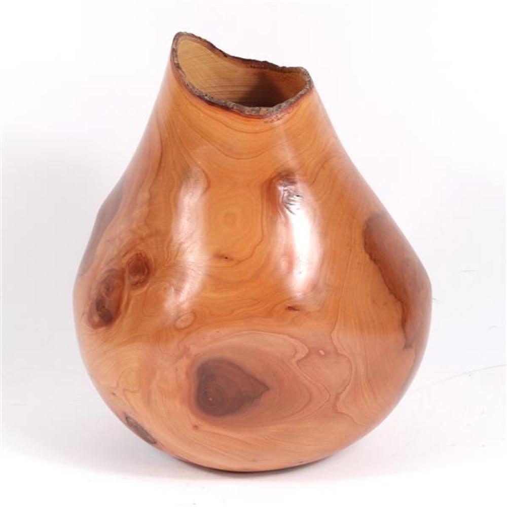 Appraisal: FREDERICK WILLIAMSON AMERICAN B UNTITLED TURNED WOOD APPLE VESSEL H