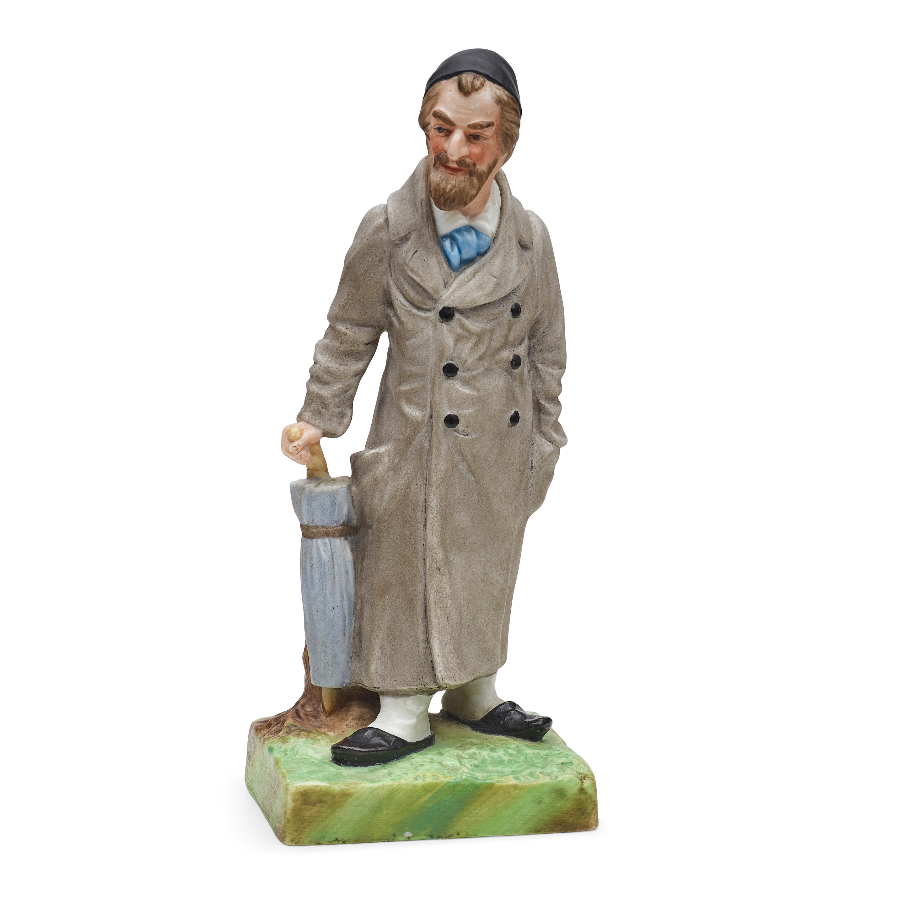 Appraisal: A RUSSIAN PORCELAIN FIGURE OF A MAN WITH UMBRELLAGARDNER PORCELAIN