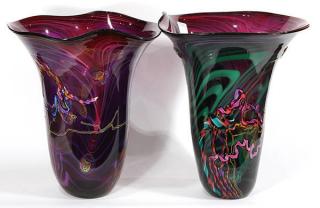 Appraisal: Pair of Dutch Schulze American th century 'Dreamscape' art glass