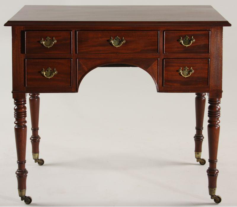 Appraisal: English Georgian Style Writing Desk mahogany rectangular molded top five