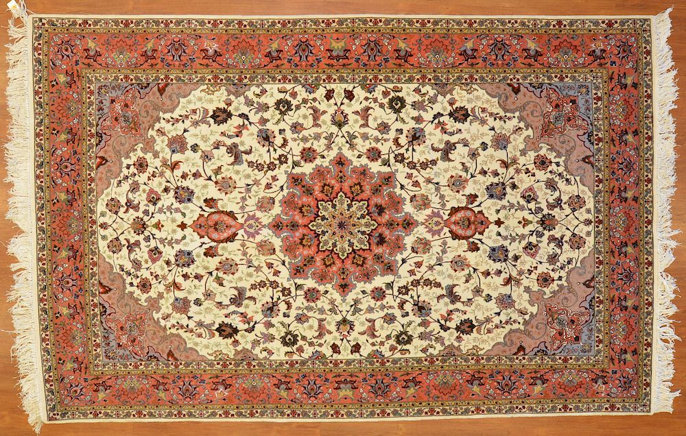 Appraisal: Fine Tabriz Rug Persia x late th century hand knotted