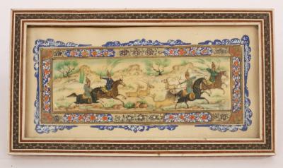 Appraisal: A late th Century Persian miniature of a deer hunt