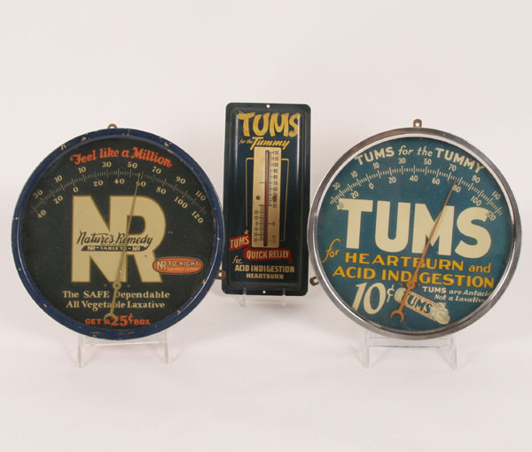 Appraisal: Tin litho advertising Tums and Nature's Remedy Thermometer Dia Provenance