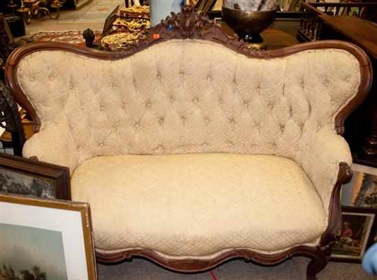 Appraisal: Rococo Revival walnut button-back upholstered sofa mid th century Estimate