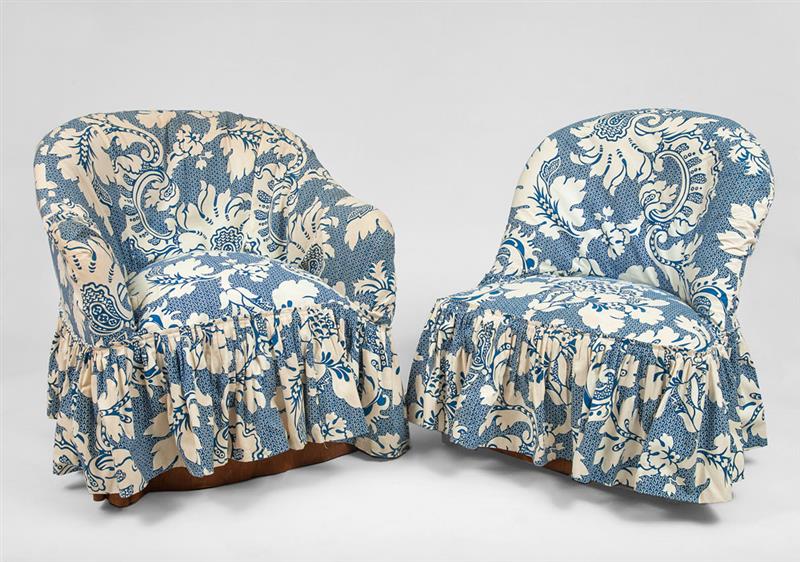 Appraisal: Slipcover Upholstered Armchair and Matching Slipcovered Side Chair Each approx