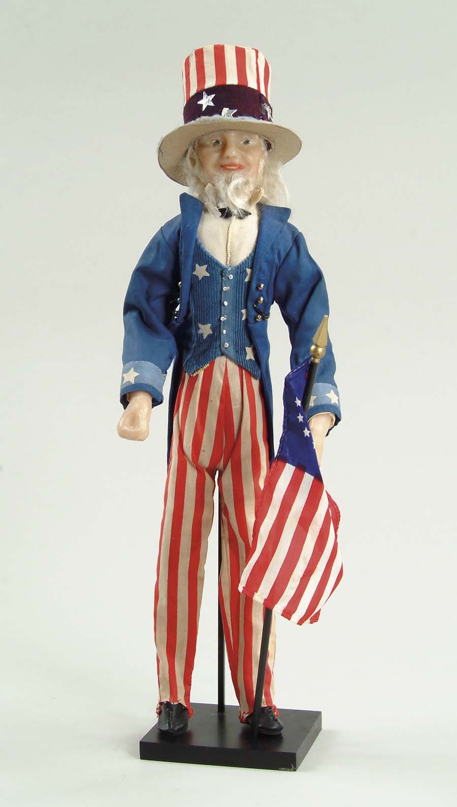 Appraisal: OLD WAX-HEADED FIGURE OF UNCLE SAM This wonderful hand-crafted figure