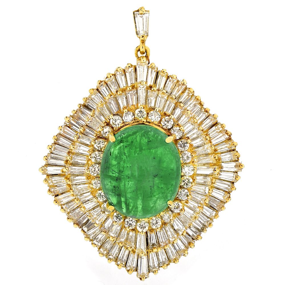 Appraisal: Emerald Diamond and K Gold Pendant Vintage Approx Carat Colombian