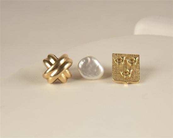 Appraisal: Three Pairs of Gold and or Pearl Earrings all K