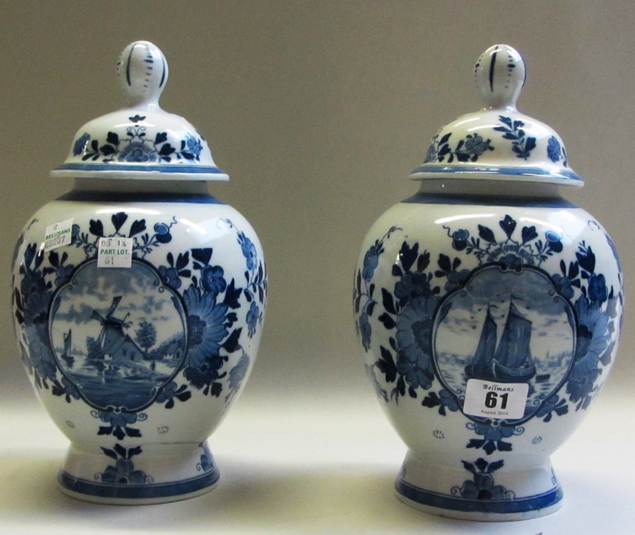 Appraisal: A pair of Dutch Delft blue and white ovoid vases