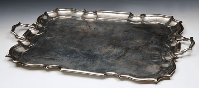 Appraisal: AN EDWARDIAN SILVER BUTLER'S TRAY rectangular shaped with a Chippendale