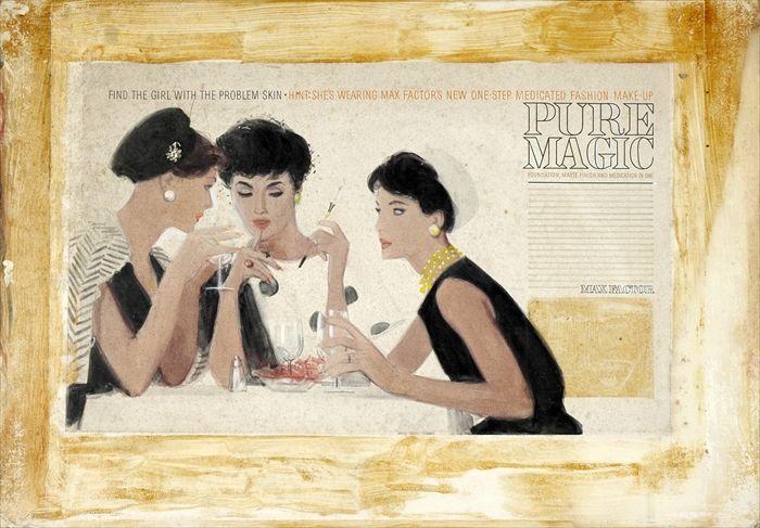 Appraisal: 's Advertisement for Pure Magic Max Factor Watercolor on paper