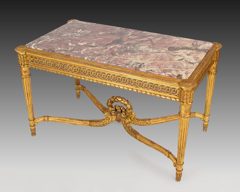 Appraisal: th C LOUIS XVI STYLE FRENCH GILT WOOD SIDE TABLE