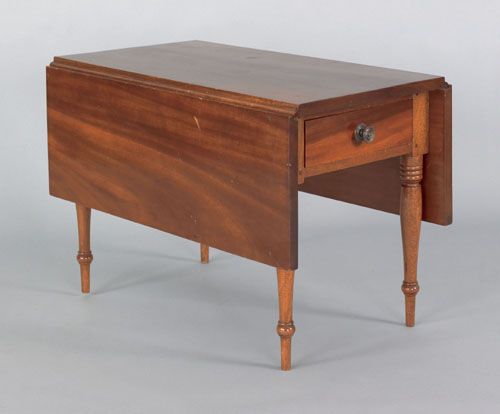 Appraisal: Sheraton style turned mahogany child's dropleaf dining table the rectangular