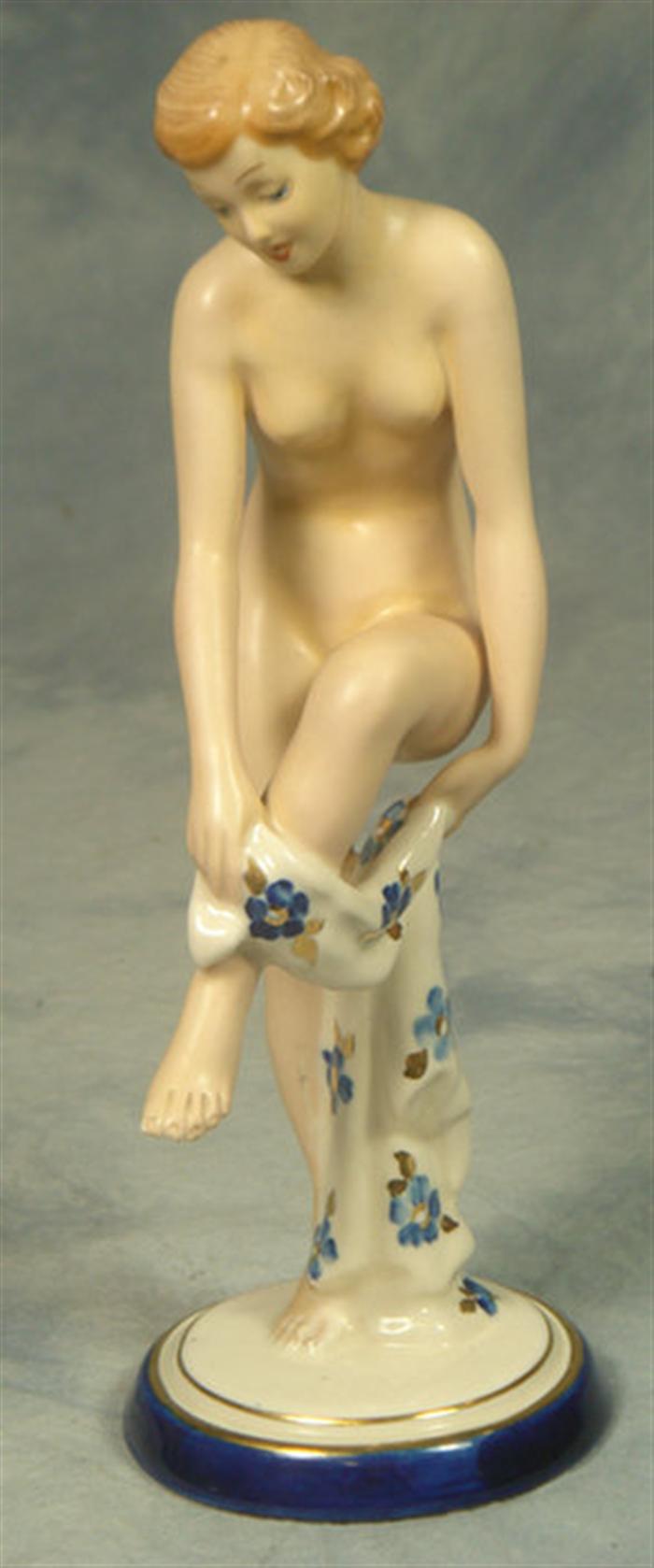 Appraisal: Czecheslovakian porcelain figure of a nude bathing h marked Made